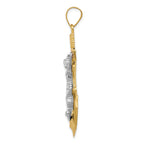 14K Tri-Color Gold Mariner's Cross Pendant with Diamond-Cut Texture