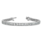 14k White Gold 10 carat Lab Grown Diamond VS+ F+ Complete Emerald Bezel Set Tennis Bracelet