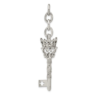 Crown & Key Interchangeable Charm in Stainless Steel, 70mm - Sophia Jewelers