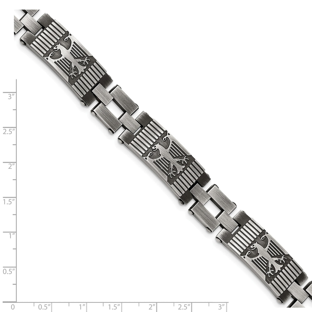 Stainless Steel Antiqued and Brushed Eagle Link Bracelet for Men