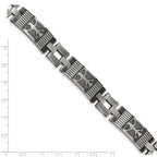 Stainless Steel Antiqued and Brushed Eagle Link Bracelet for Men