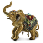 Luxury Giftware by Jere Pewter Bejeweled Crystals Gold-tone Enameled TALLIE Taj Mahal Elephant Trinket Box with Matching 18 Inch Necklace