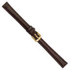 Smooth Leather Watch Band in Dark Brown with Gold-Tone Buckle, 16mm