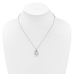 Cheryl M Sterling Silver Rhodium-plated Polished Fancy Gallery Cushion-cut CZ 18 Inch Necklace