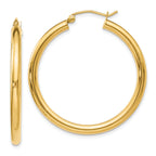 14K Gold Polished Hoop Earrings with Hollow Tubing Design