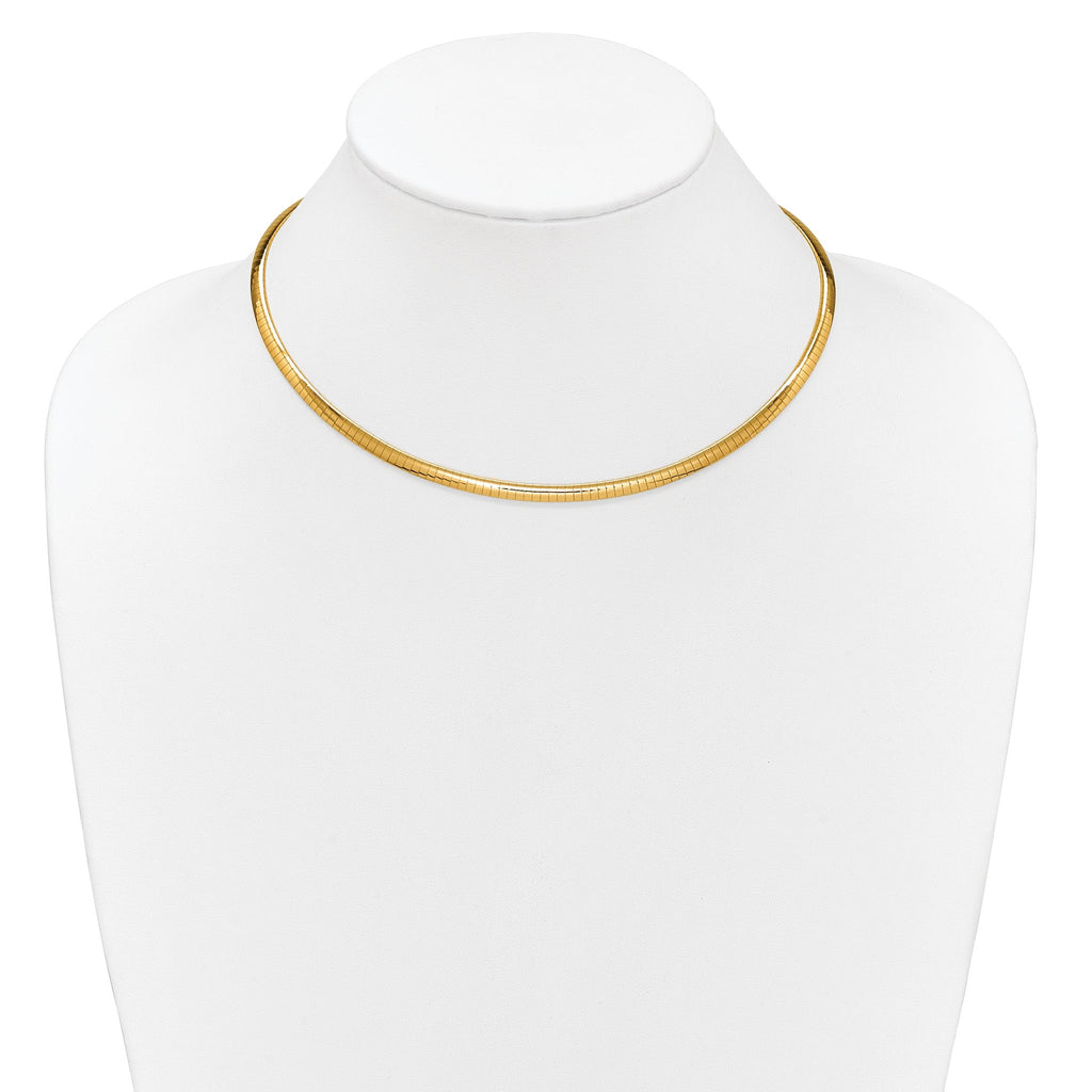 14K Polished and Satin 4mm 16in Reversible Omega Necklace