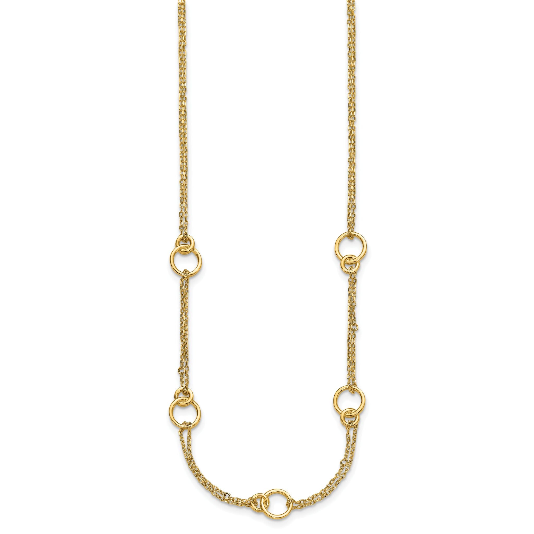 14K Polished 2-Strand Double Circle w/ 2in Ext. Necklace Secondary image
