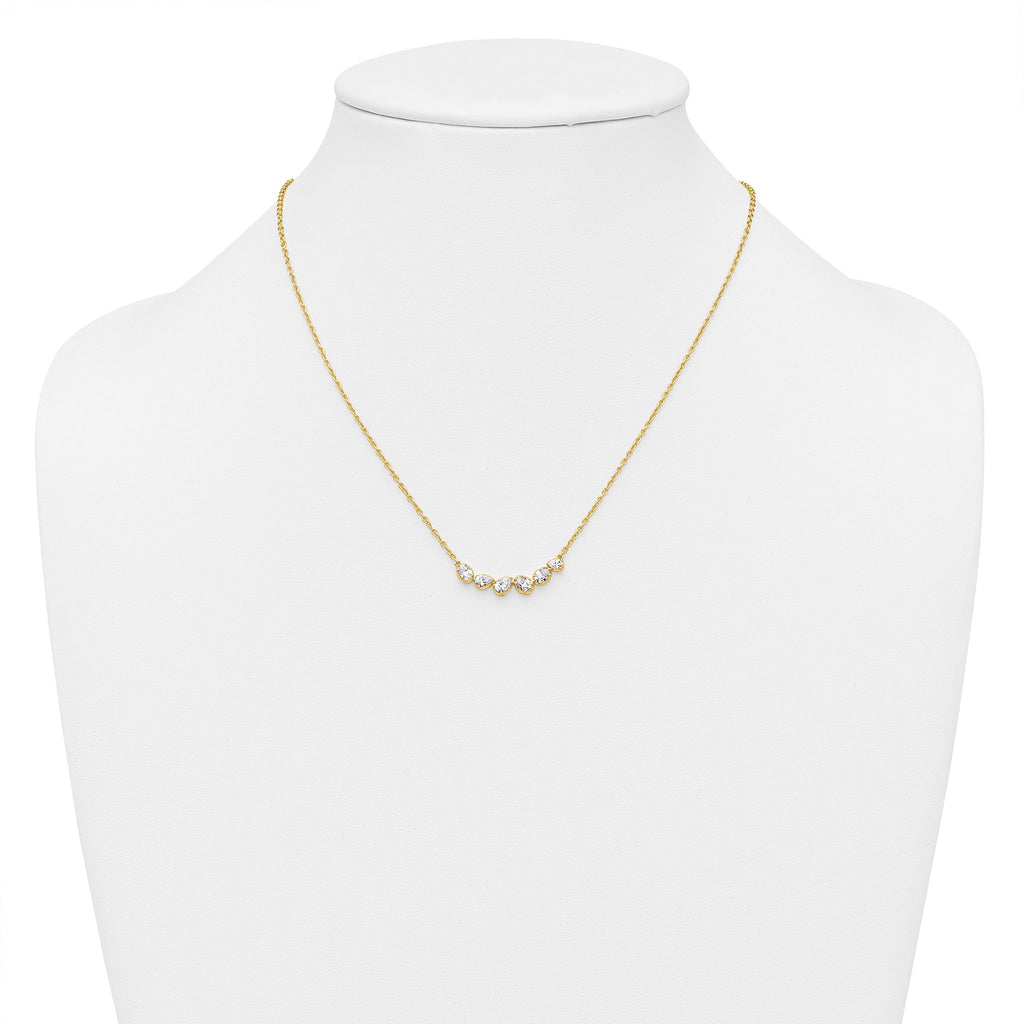 14k 3/4 carat Lab Grown Diamond VS+ F+ Round Complete 18 inch Pear-Link Bar Necklace