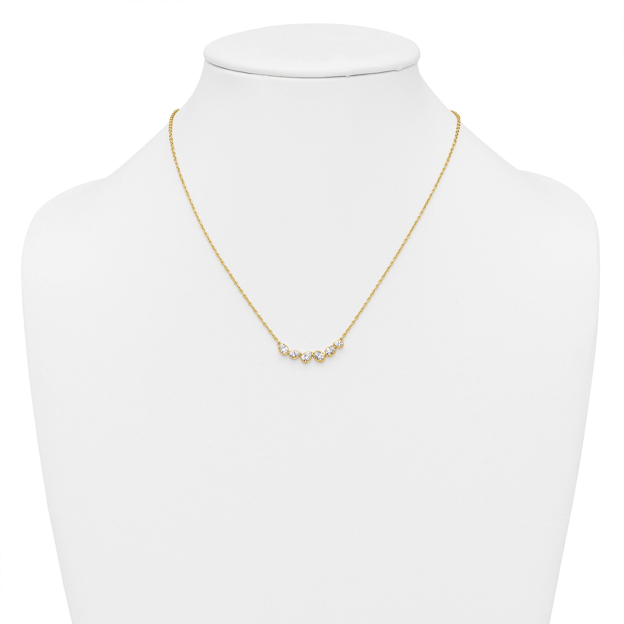 14k 3/4 carat Lab Grown Diamond VS+ F+ Round Complete 18 inch Pear-Link Bar Necklace