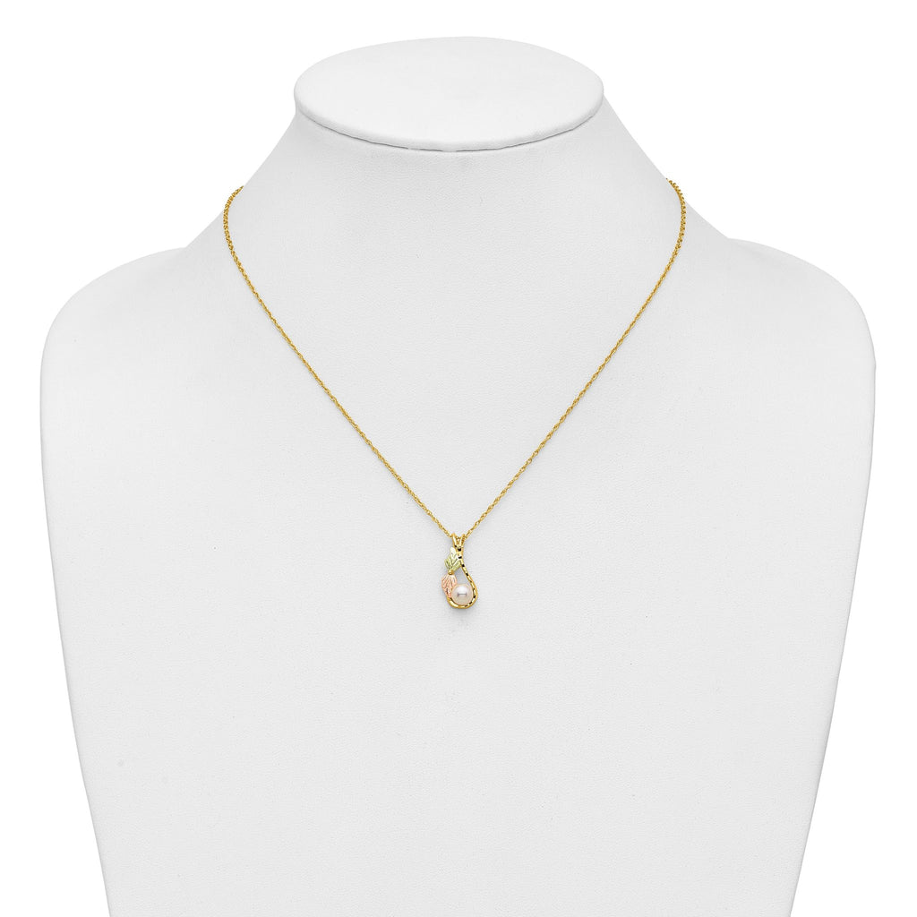 10K Tri-color w/12K Accents FWC Pearl Black Hills Gold Necklace