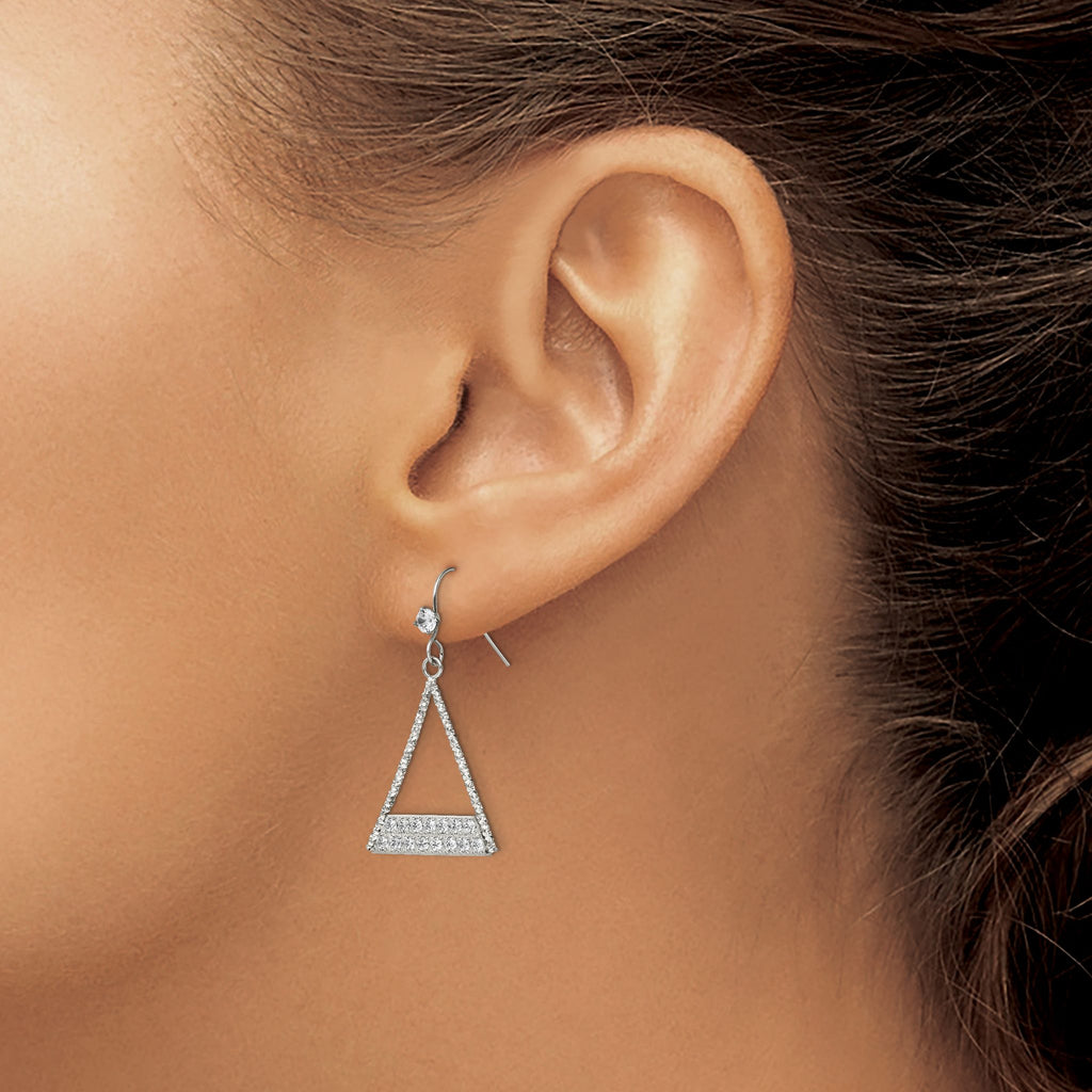 Stainless Steel Polished Cubic Zirconia Drop Dangle Earrings for Women