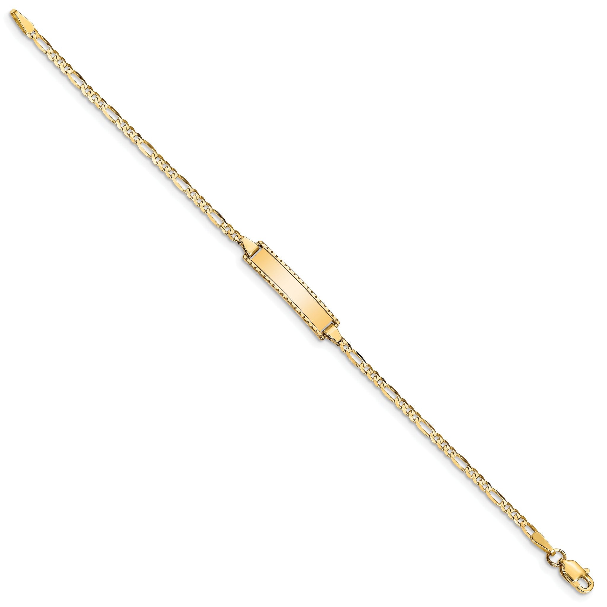 14k Polished Solid Chain/Solid Plate Figaro Link 18.5x5mm Plate 6 inch Baby/Child ID Bracelet Secondary image