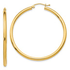 10K Gold Polished Tube Hoop Earrings for Women 2.5mm Bold Design