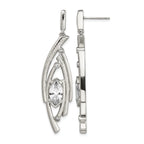 Stainless Steel Polished Marquise Textured Cubic Zirconia Drop Dangle Earrings for Women