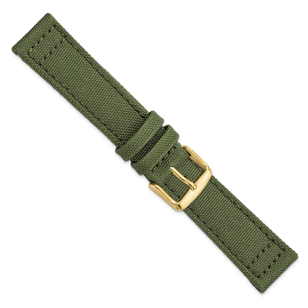 Olive Nylon Canvas Watch Band with Leather Lining, 20mm