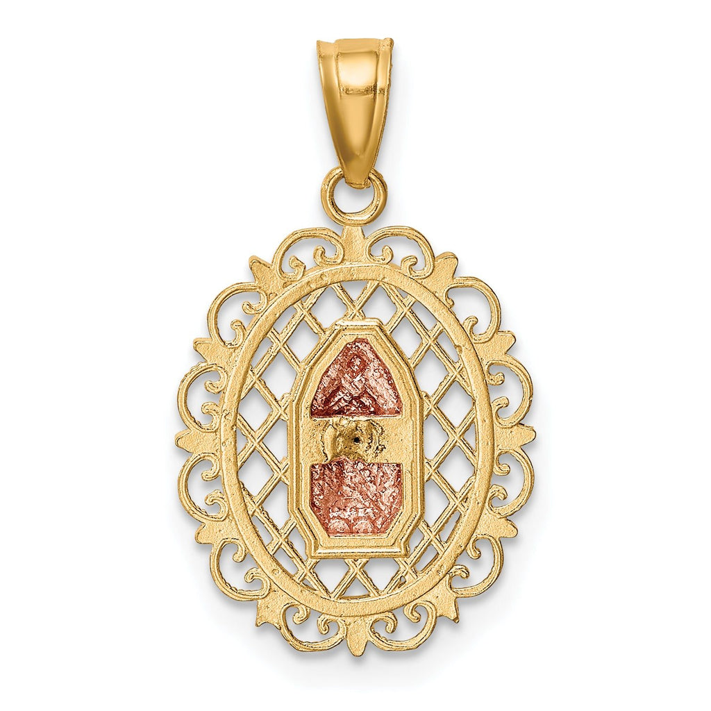 10K Two-Tone Gold Our Lady of Guadalupe Pendant with Rhodium Accents, Polished Finish
