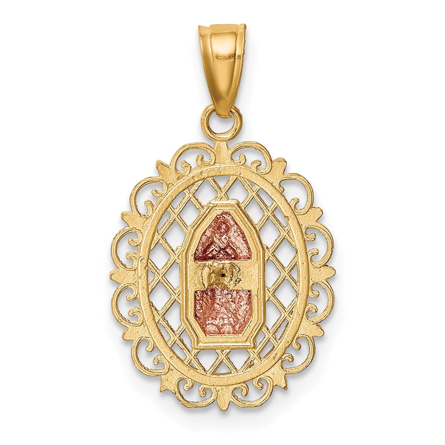 10K Two-Tone Gold Our Lady of Guadalupe Pendant with Rhodium Accents, Polished Finish
