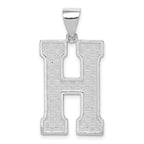 Sterling Silver Rhodium-Plated Initial H Pendant 925 Solid Cast Large Elegant Design