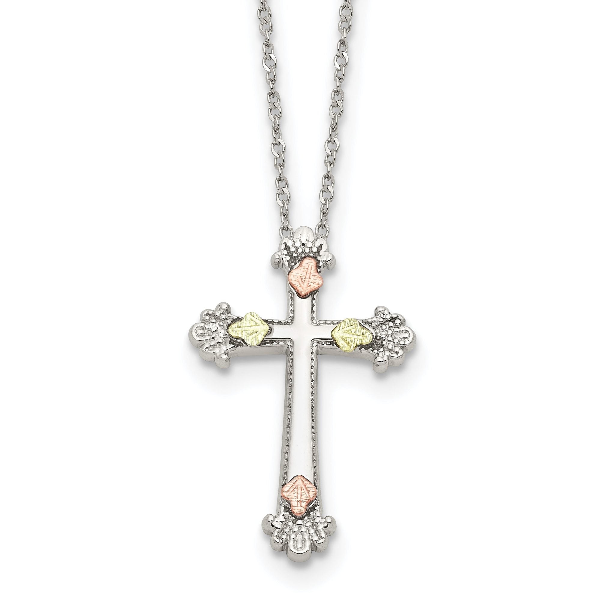 Landstrom's Sterling Silver Necklace with 12K Gold Cross Elegant Design Main image