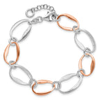 Sterling Silver Rose-plated w/1in ext. Link Bracelet