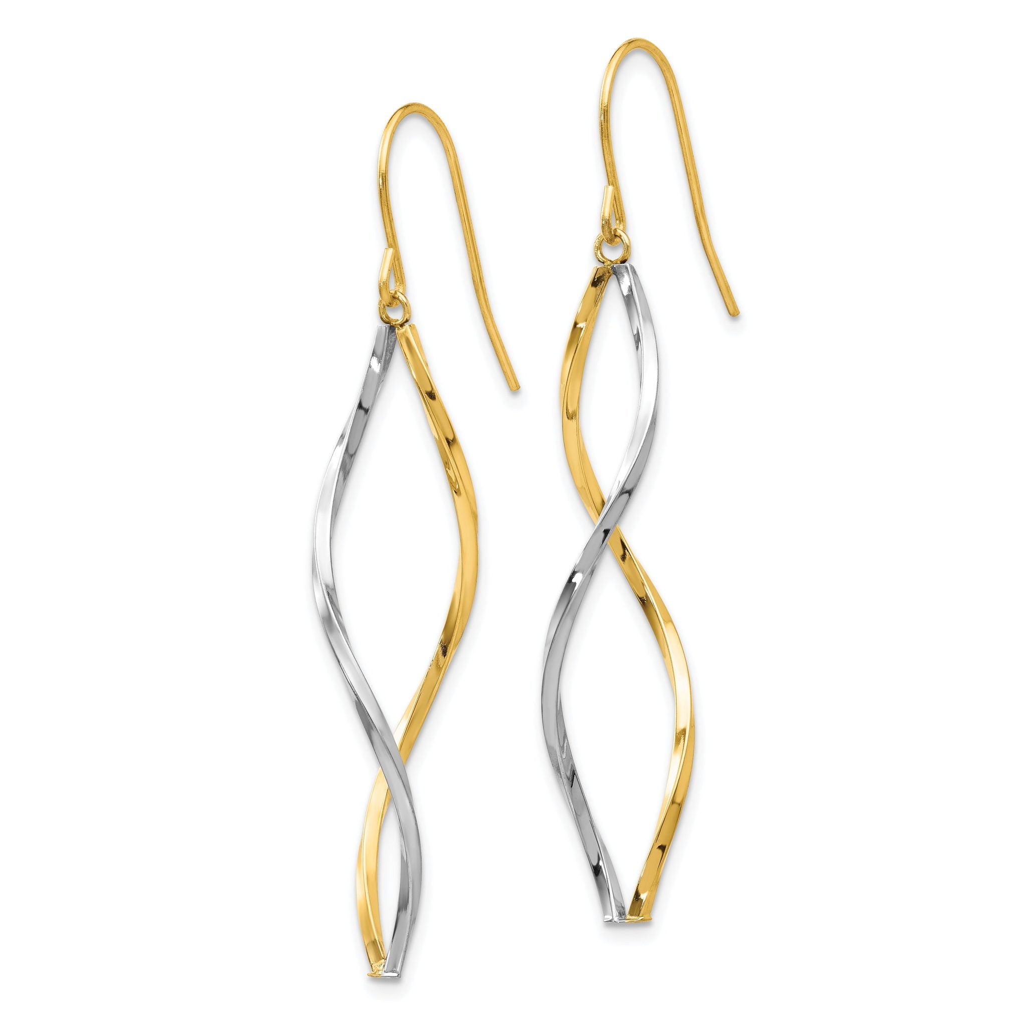 14k Two-tone Twist Dangle Earrings Secondary image