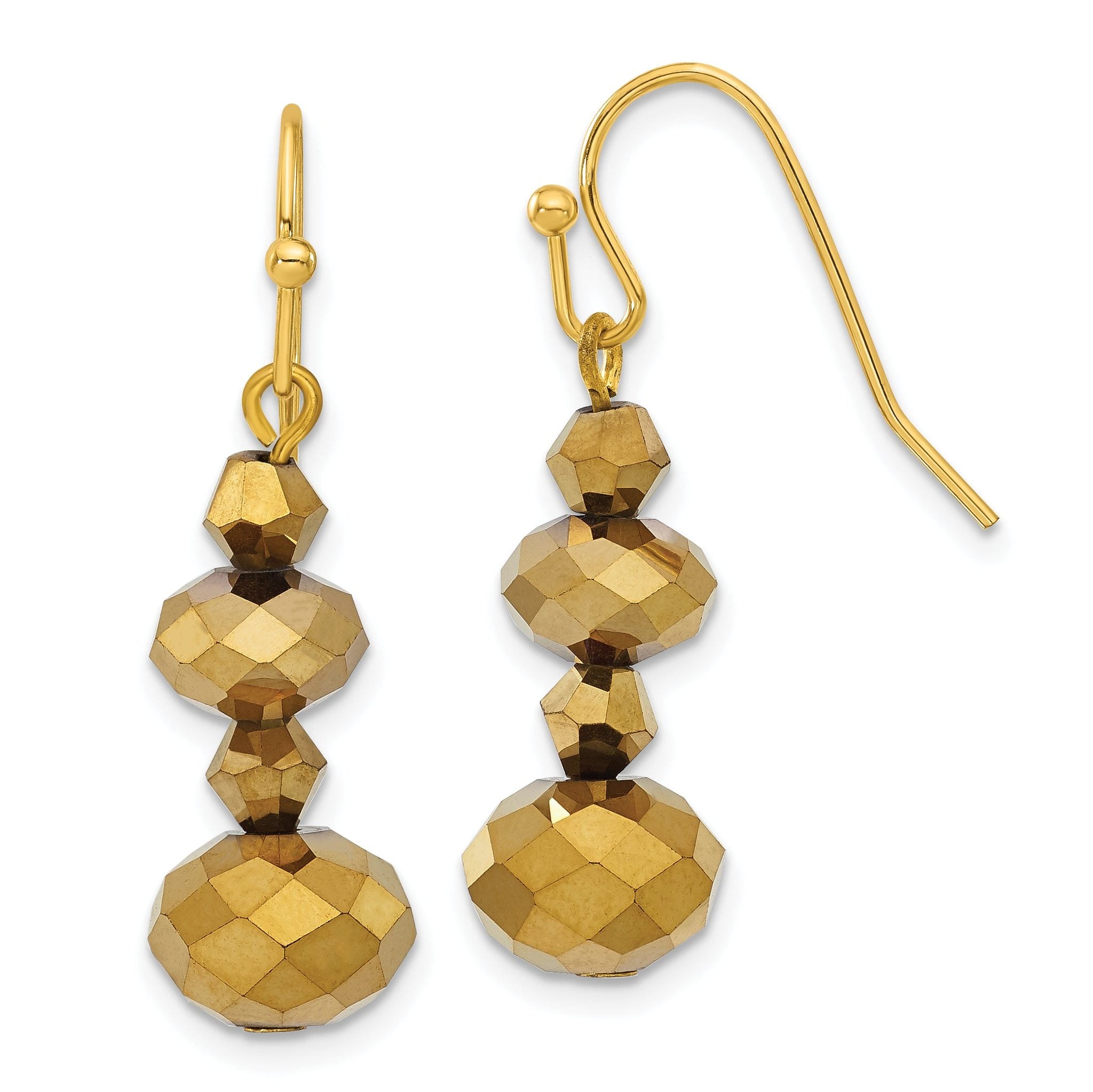 1928 Jewelry Brass-tone Light Colorado Faceted Glass Beads Dangle Earrings Main image