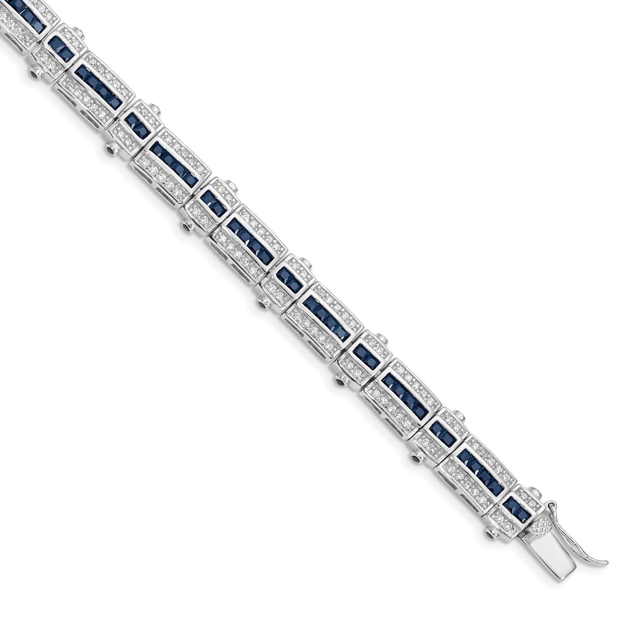 Sterling Silver Rhodium-plated Sapphire & CZ Bracelet Main image
