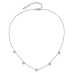 Sterling Silver RH-plated w/Micro Pave CZ Hearts With Extension ext Necklace