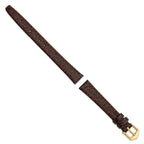 12mm Dark Brown Buffalo Grain Calfskin Leather with Gold-tone Aluminum Buckle 6.6 inch Watch Band