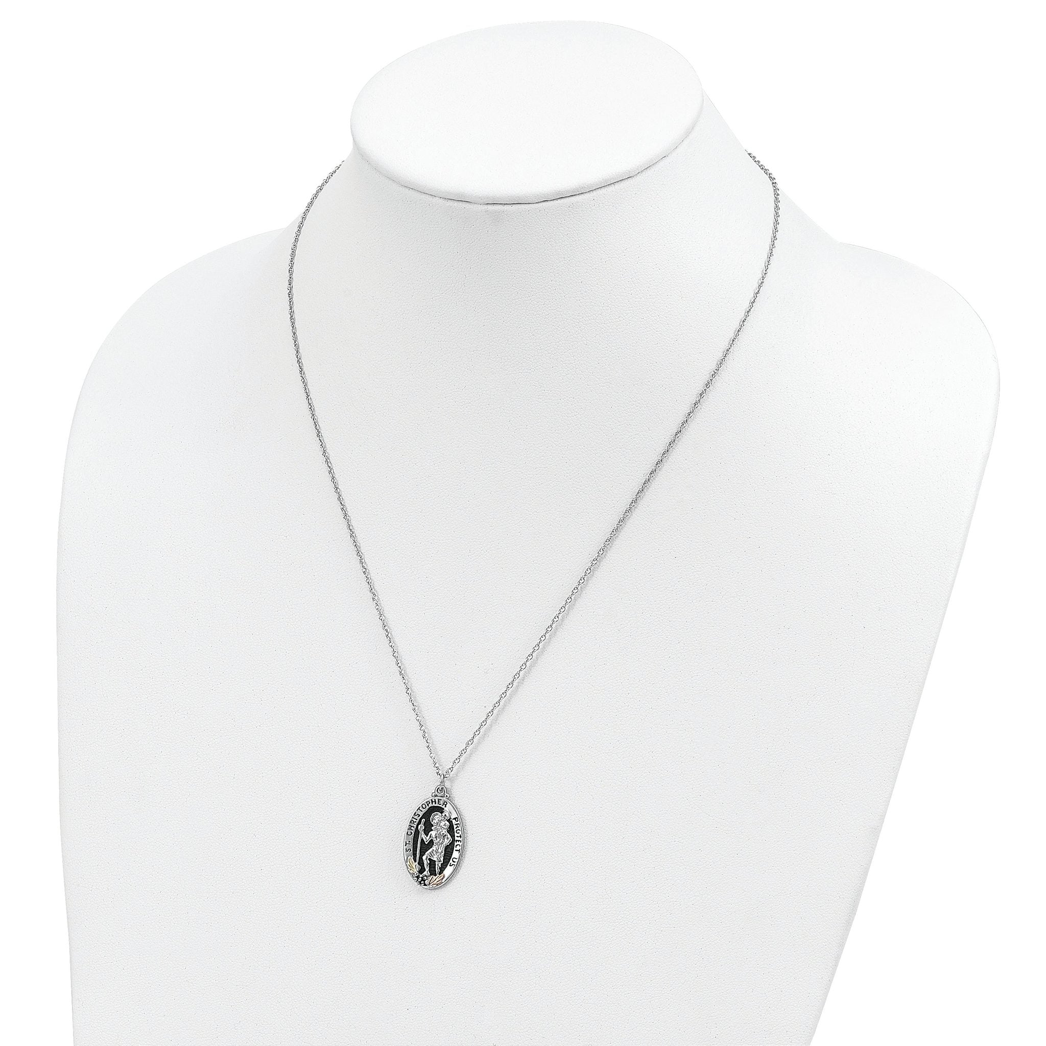 Landstrom's 925 Sterling Silver Necklace with 12K Gold Saint Christopher Pendant