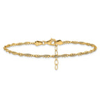 Sterling Silver Gold-plated Twist 10 inch Plus 1 inch Extender - Total 11 inch Anklet
