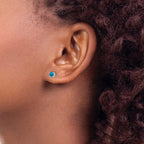 Sterling Silver 925 Swiss Blue Topaz Stud Earrings, Polished 4mm, Birthstone