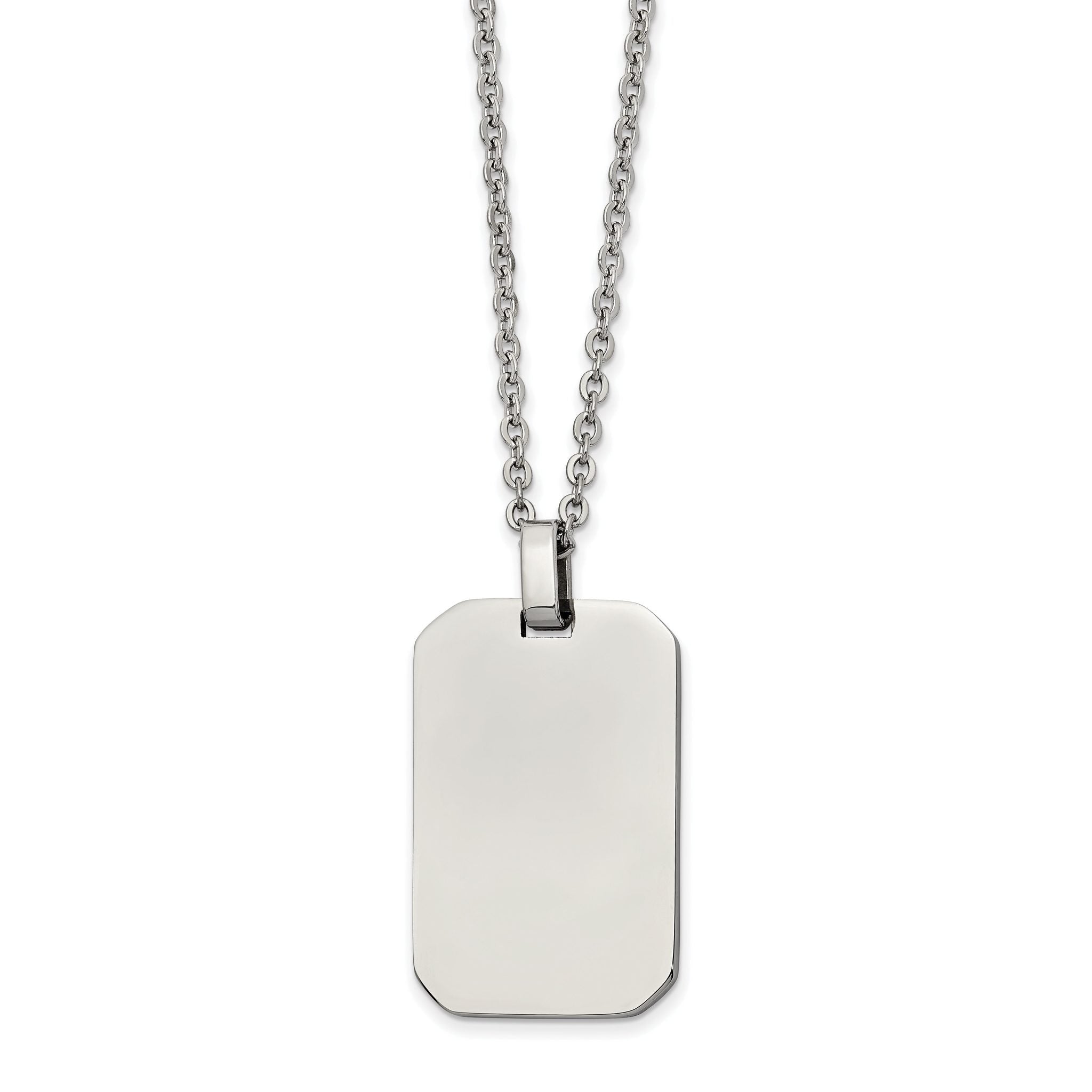 Chisel Stainless Steel Polished Rectangle Dog Tag on a 22 inch Cable Chain Necklace Main image