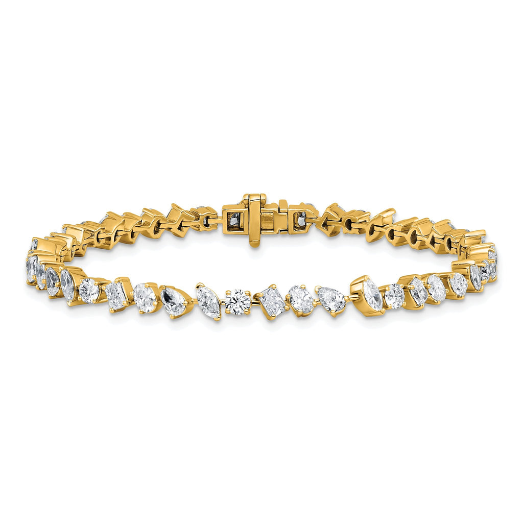 14k 5 1/3 carat Lab Grown Diamond VS/SI+ G+ Complete Multiple Shape Fashion Tennis Bracelet