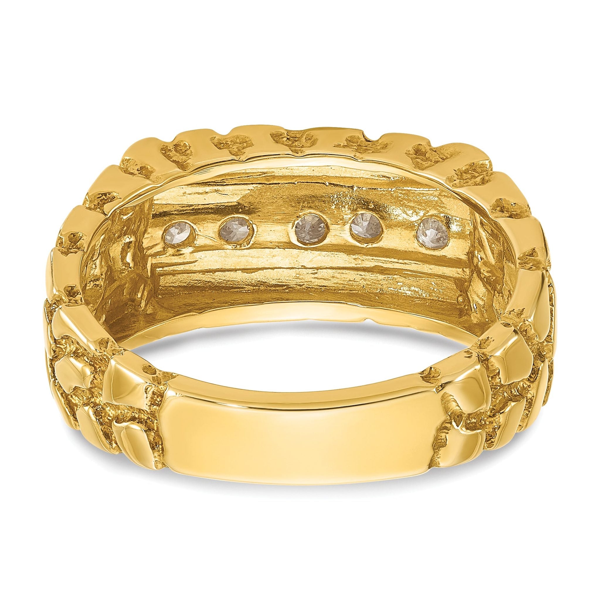 14k Mens 1/3 carat Diamond Nugget Complete Ring