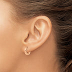 Stainless Steel Rose Gold-Tone Polished Hinged Huggie Hoop Earrings for Women