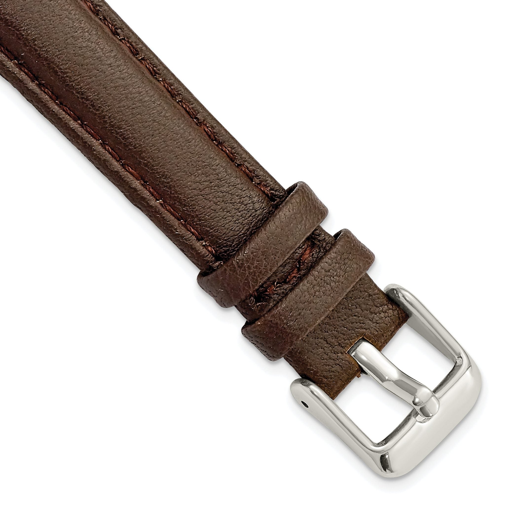 Glove Leather Watch Band in Dark Brown with Panerai-Style Buckle, 19mm