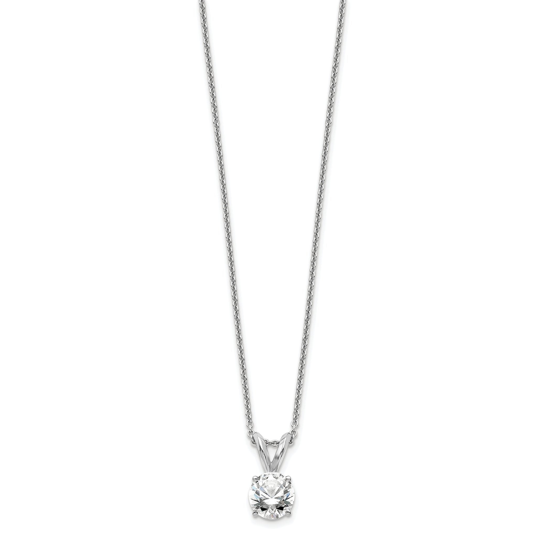 14k White Gold 1/2 carat Lab Grown Diamond VS/SI+ G+ Round Complete Four Prong 18 inch Solitaire Pendant Necklace Secondary image