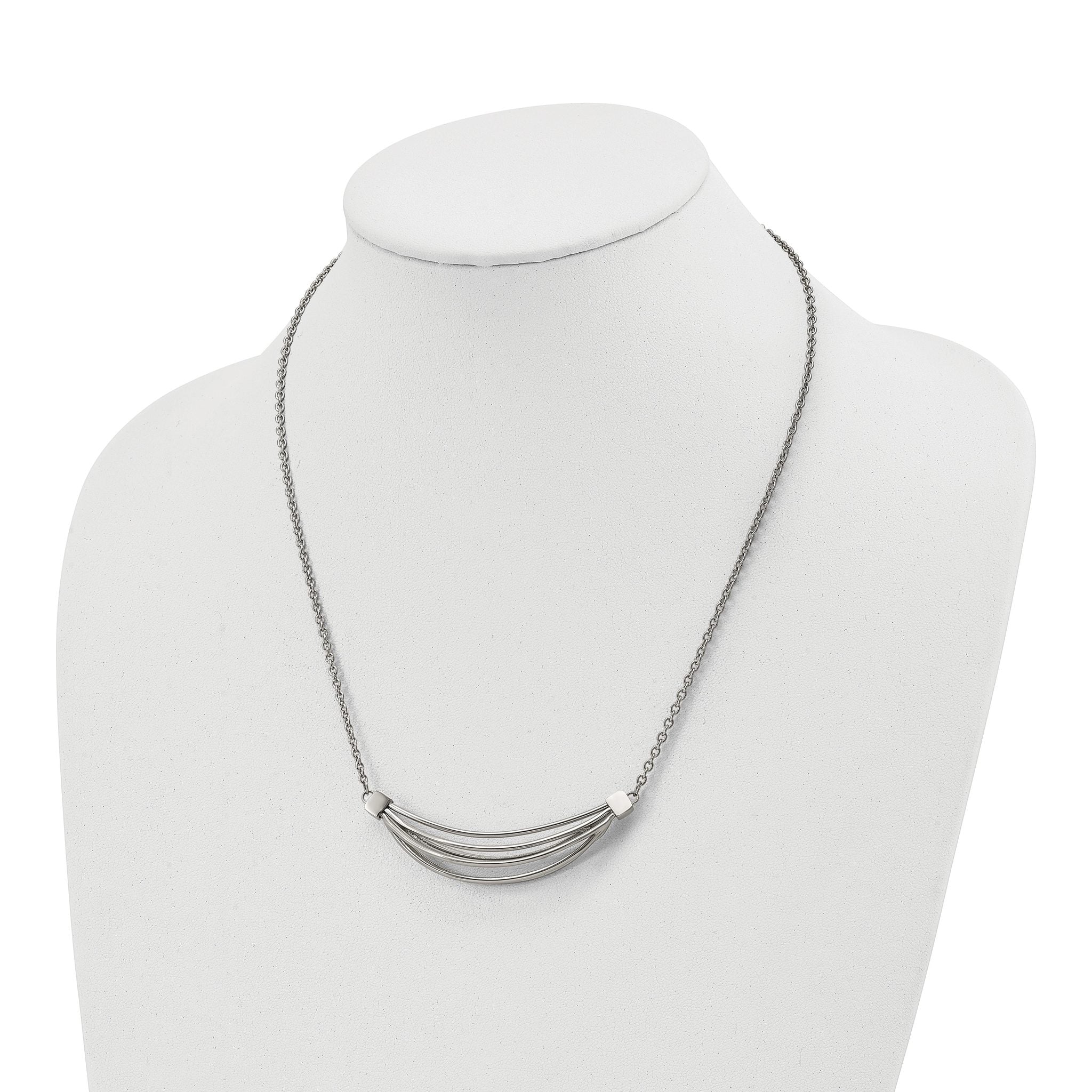 Chisel Stainless Steel Polished 3D Curved Bars on a 20 inch Cable Chain with a 2 inch Extension Necklace Secondary image