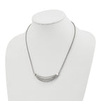 Chisel Stainless Steel Polished 3D Curved Bars on a 20 inch Cable Chain with a 2 inch Extension Necklace