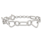 Sterling Silver Polished Triangle Round and Oval Link 8 inch with 1 inch extender Bracelet