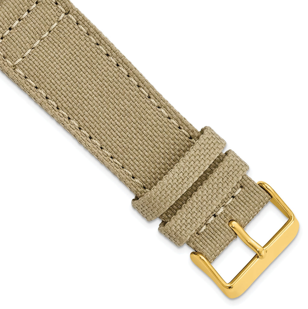 Beige Canvas Watch Band with Leather Lining, 20mm