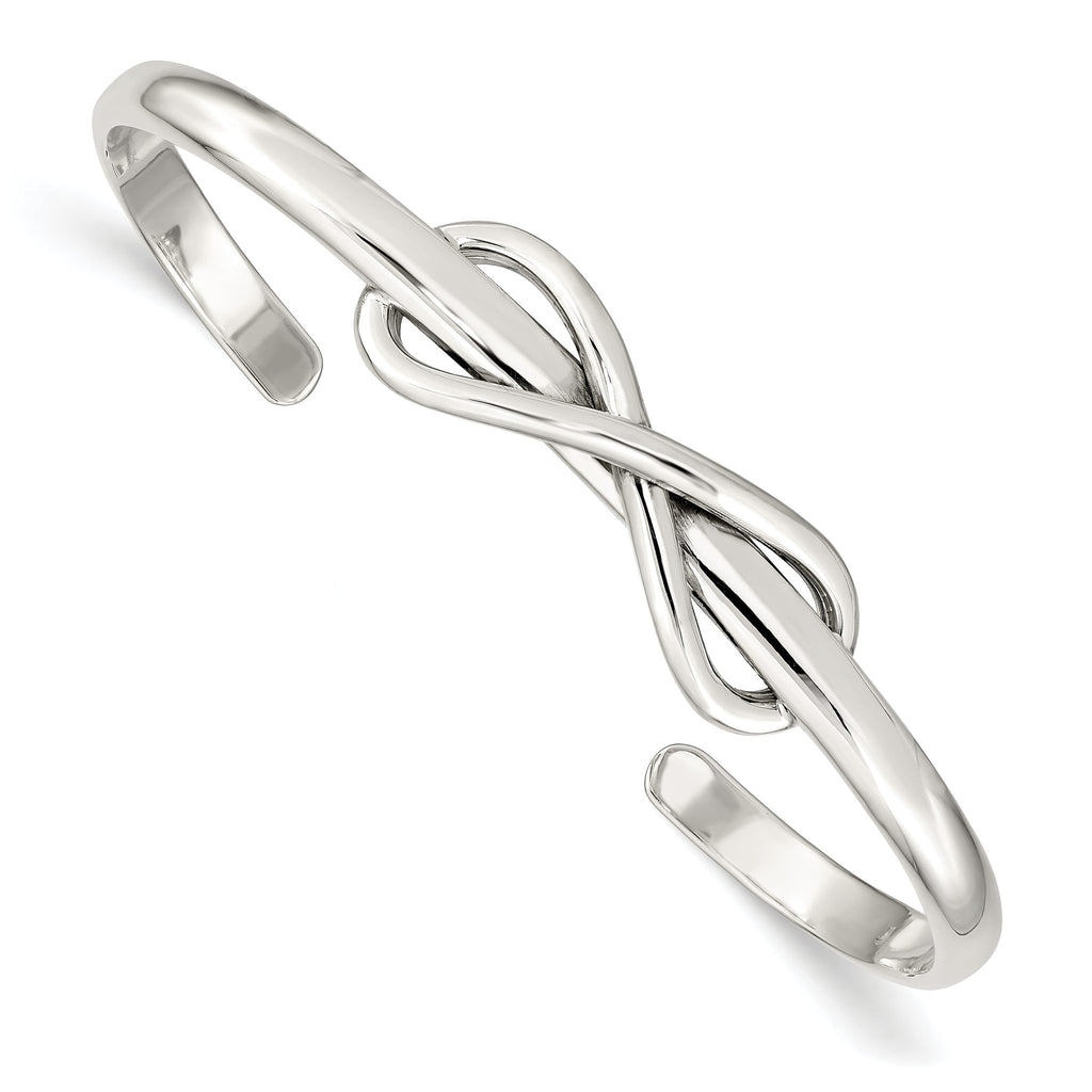 Sophia Jewelers Sterling Silver Infinity Cuff Bangle with Polished Finish
