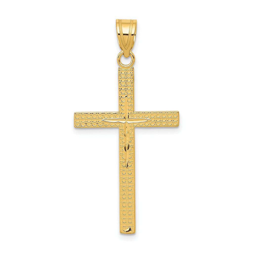 14K Gold Diamond-Cut Latin Cross Pendant with Polished Finish