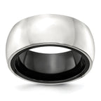 Domed Wedding Band in Black Titanium & Sterling Silver, 10mm