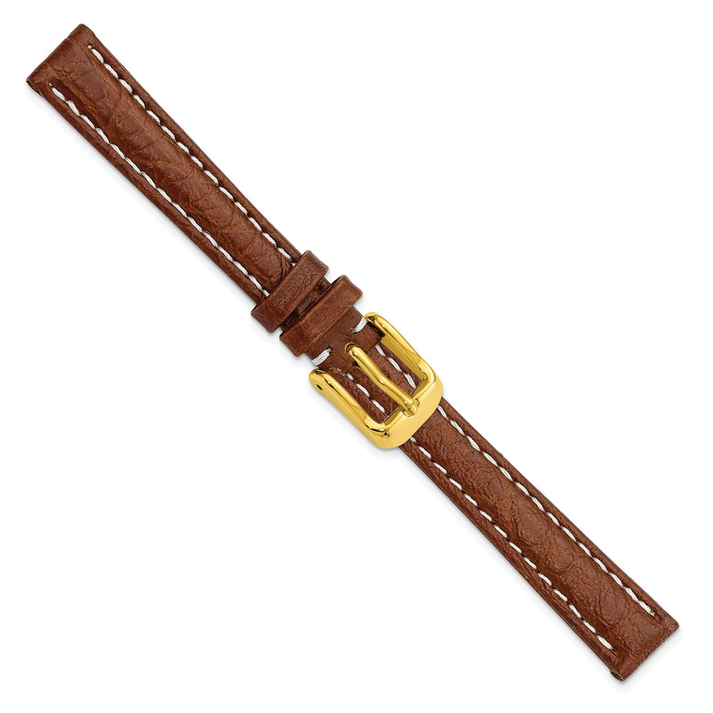 Havana Sport Leather Watch Band in Brown with Gold-Tone Buckle, 16mm