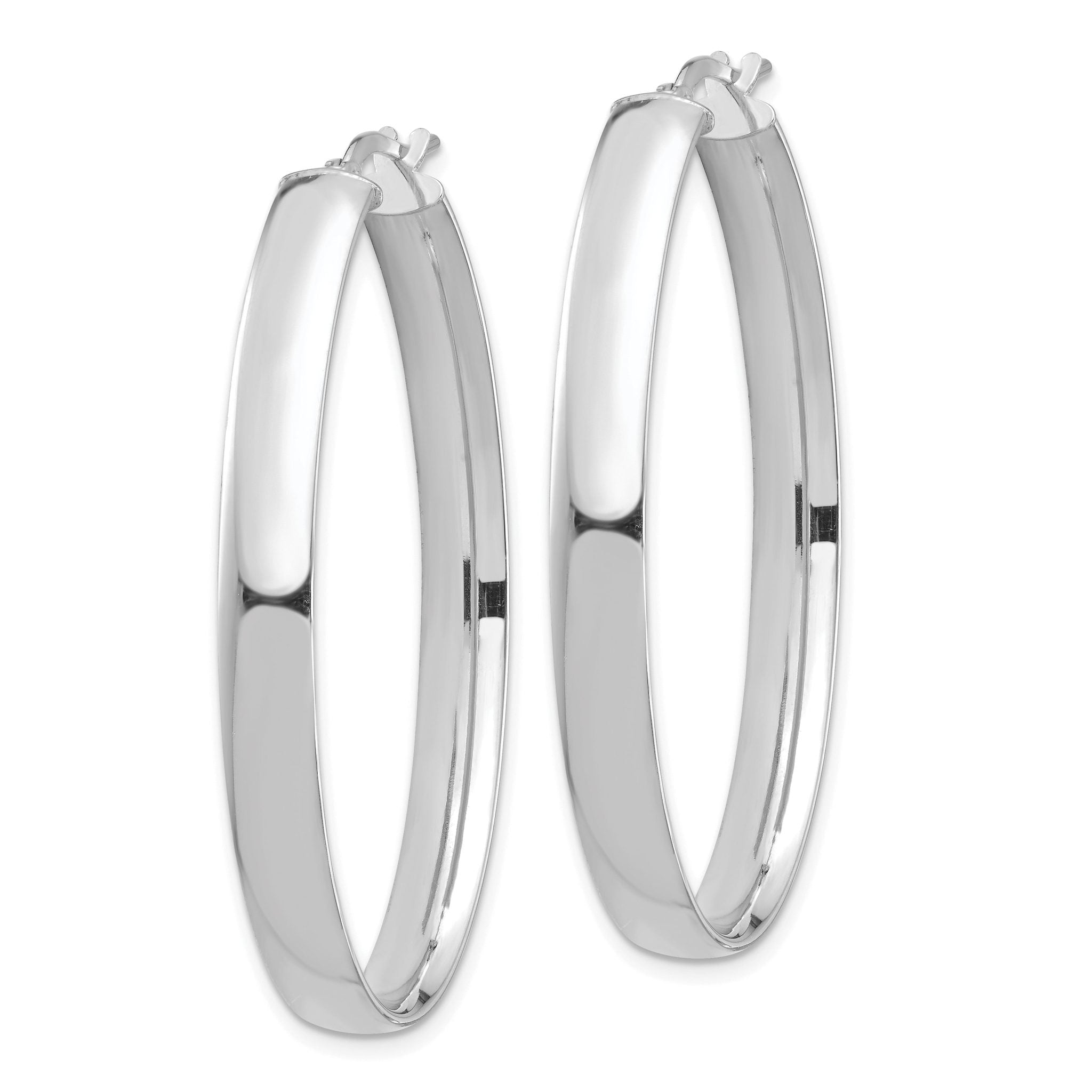 14k White Gold High Polished 5mm Oval Hoop Earrings Secondary image
