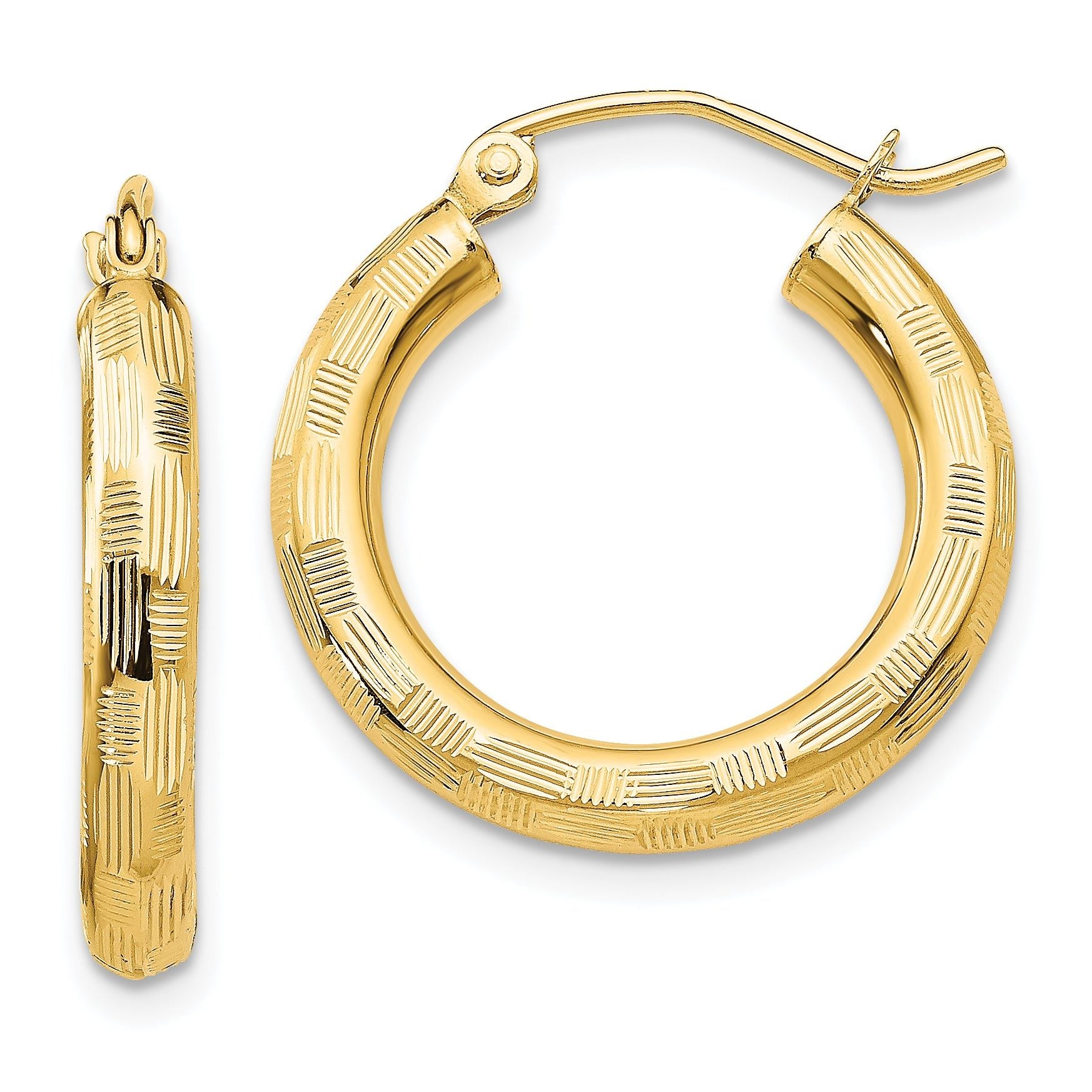 14k Diamond-cut Hoop Earrings Main image