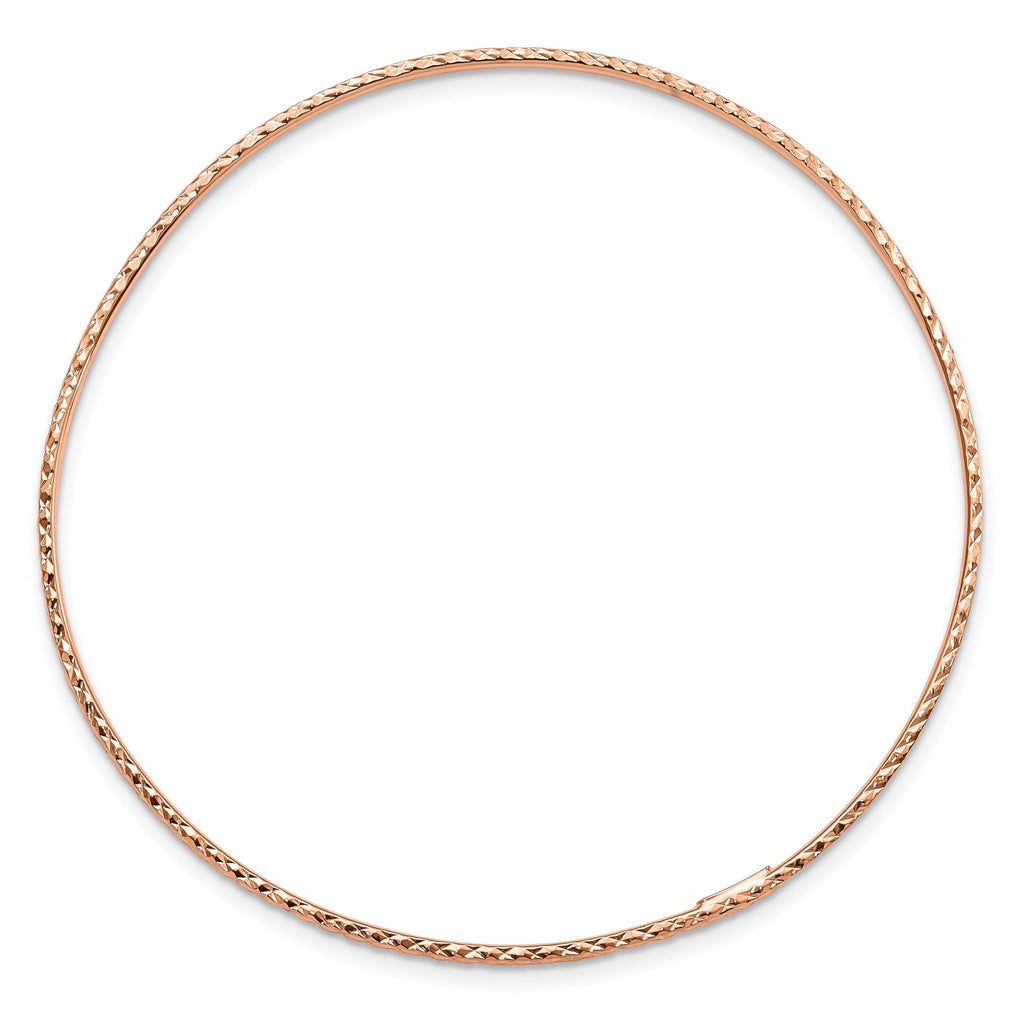 14K Rose Gold Diamond-Cut Bangle Bracelet for Women Elegant Slip-On Design