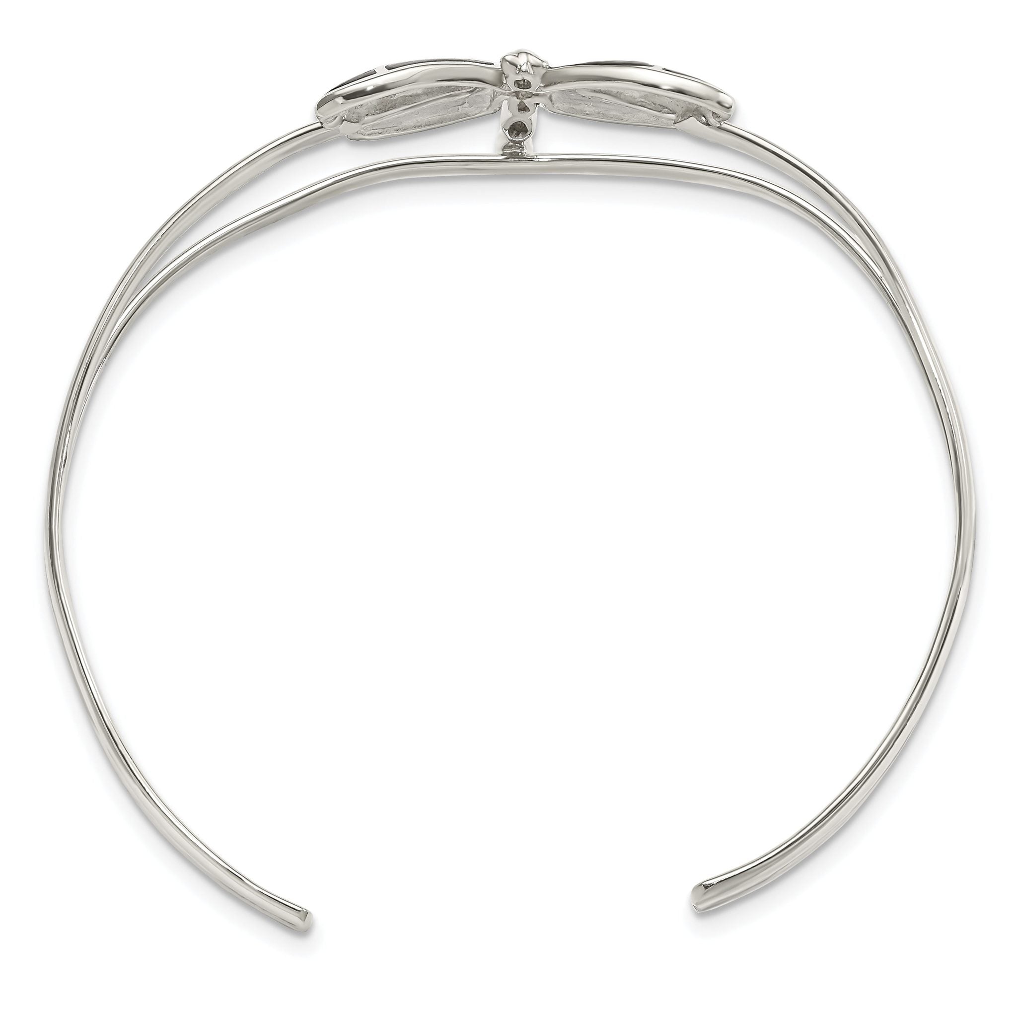 Sterling Silver Dragonfly Cuff Bracelet with Polished Abalone Inlay Secondary image